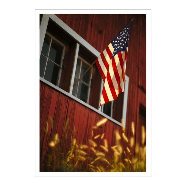 Flag on Barn Photo 4th of July Card