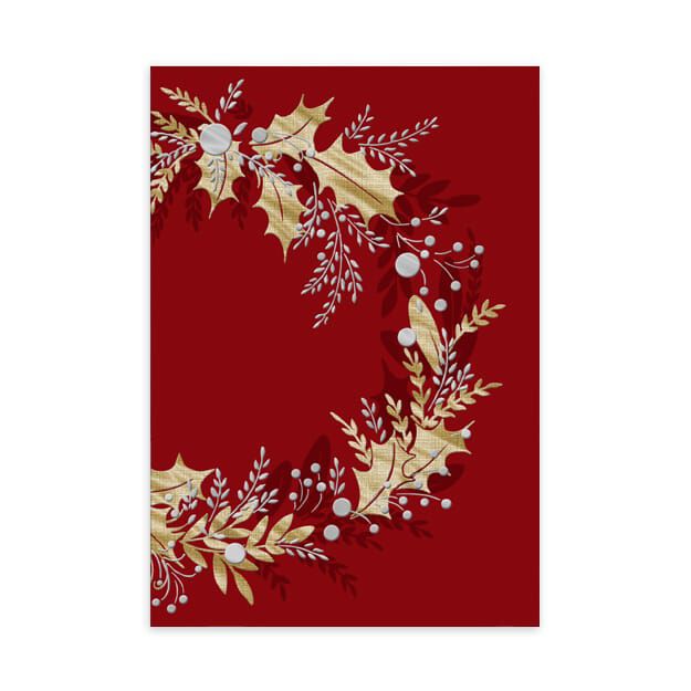 Gold & Silver Wreath Premium Holiday Card