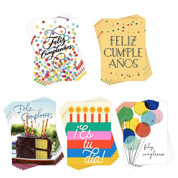 Feliz Cumpleaños Assorted Spanish Birthday Cards 25 Pack